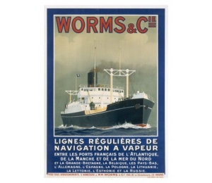 Affiche - Services maritimes Worms & Cie - portrait du cargo "Château-Yquem"