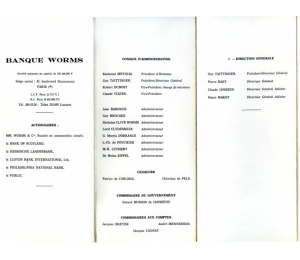 Dépliant - Banque Worms (pages 1 à 3)